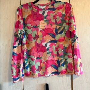 Davi and Dani Floral Sheer Blouse